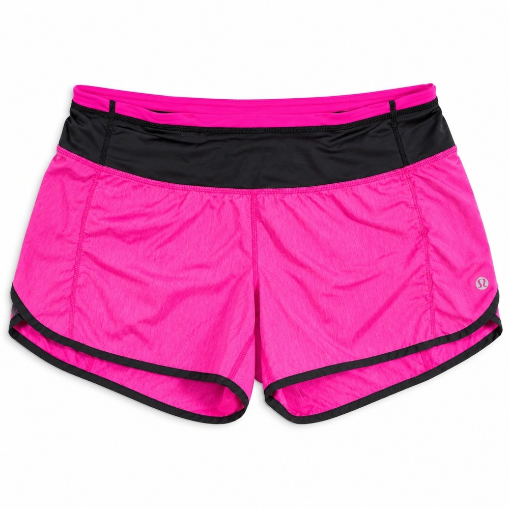 Lululemon Run Speed Shorts Womens Size 8 Hot Pink Black Running Athletic 2.5